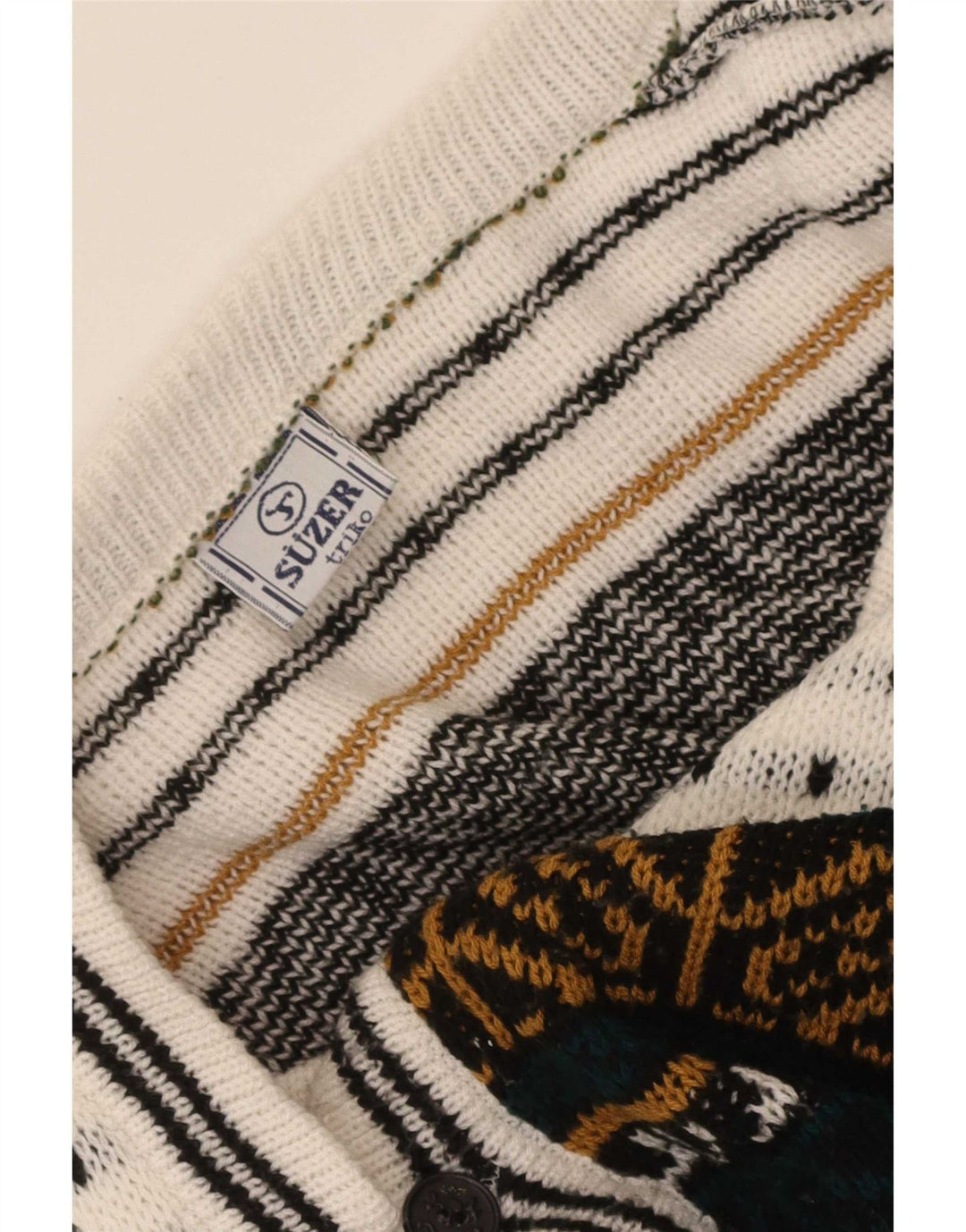 vintage Mens Cardigan Sweater Grand Multicolore Fair Isle