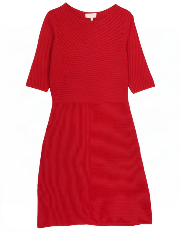 Hobbs Robe pull à manches 3/4 pour femme UK 10 Petite viscose rouge