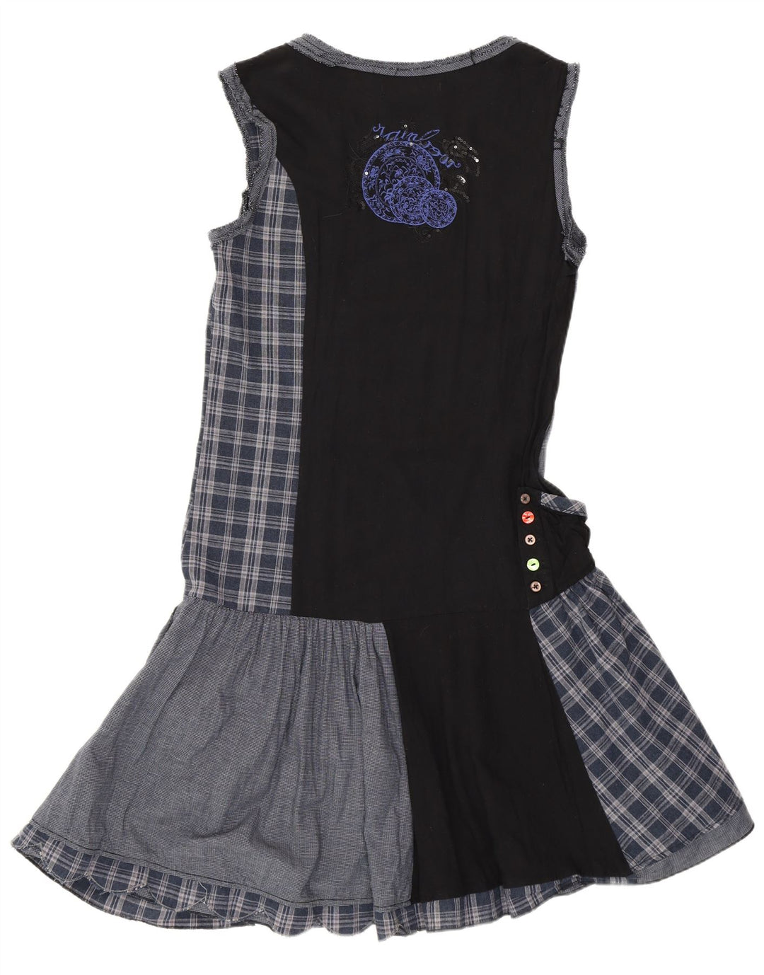 Desigual Robe taille basse pour femme EU 38 Bleu marine moyen Patchwork