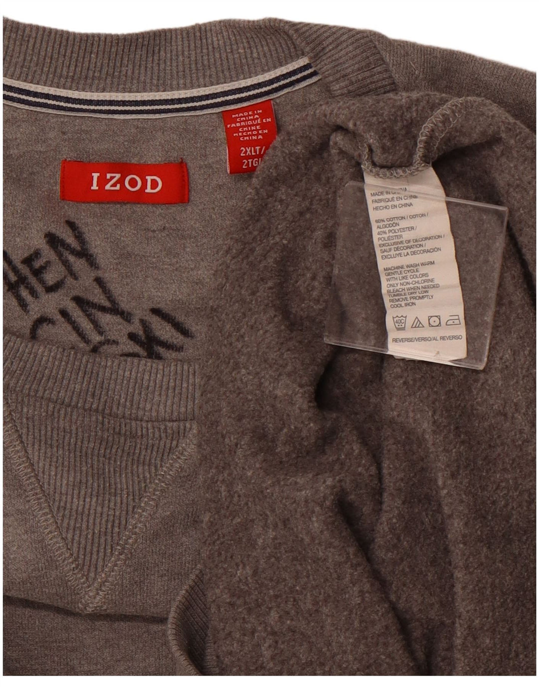 Izod Sweat-shirt pour homme en coton gris 2XL