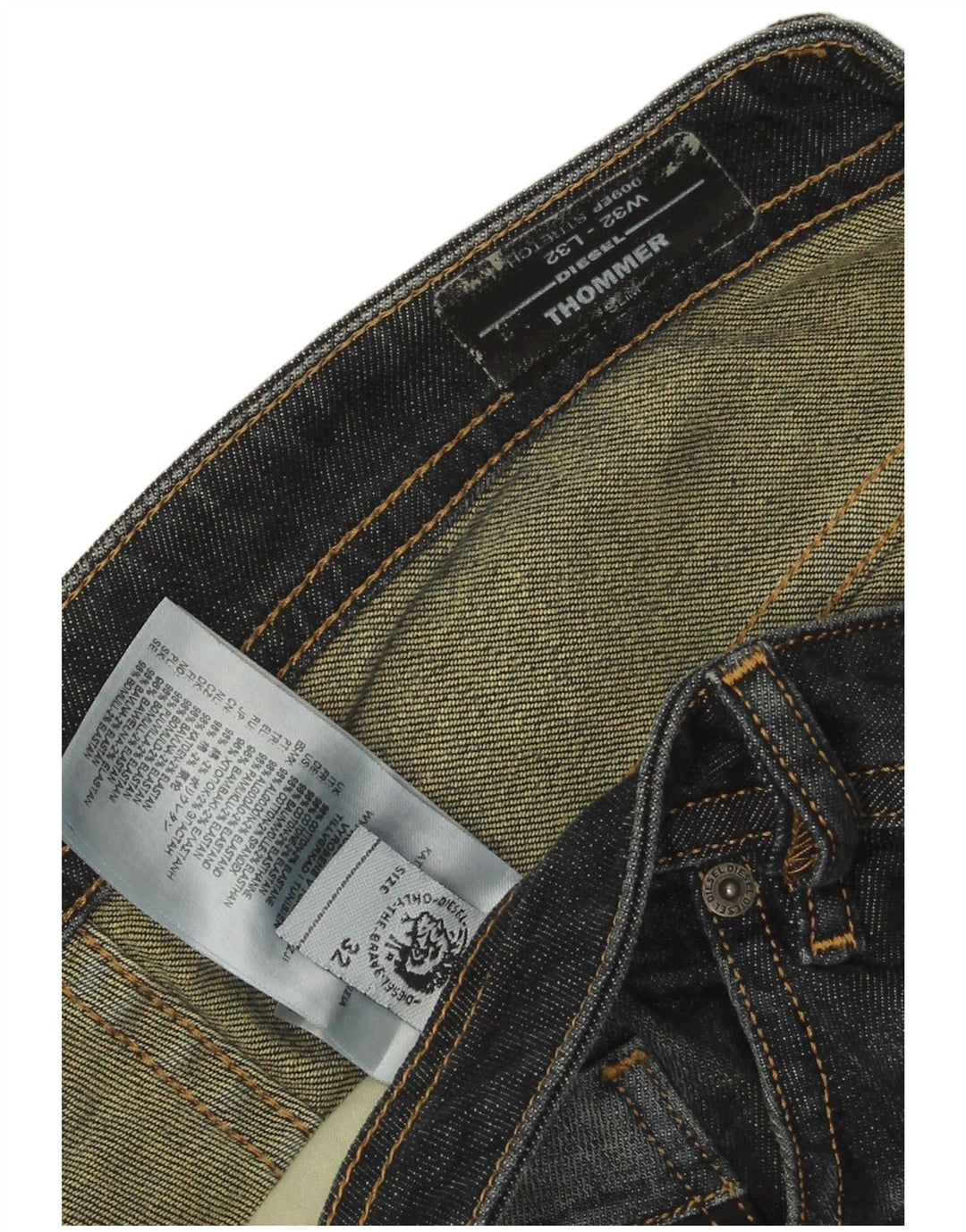 Diesel Jean Thommer Slim W32 L32 Homme Bleu Marine Coton