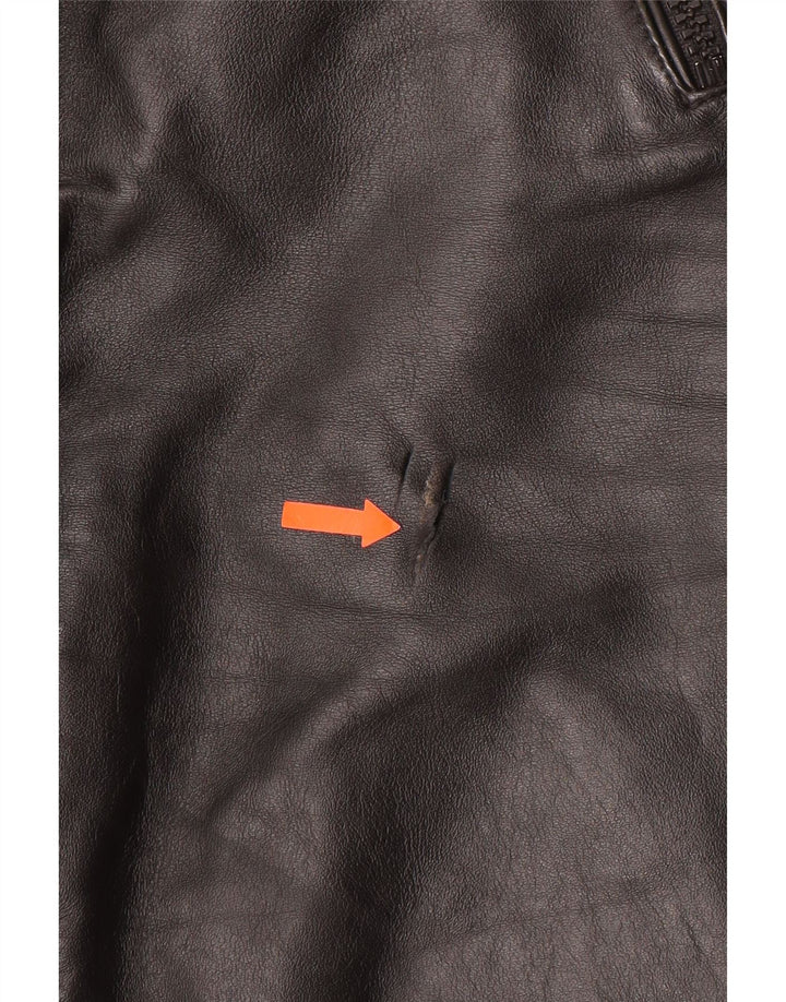 VINTAGE Pantalon Moto Racer Femme IT 44 Medium W30 L27 Cuir Noir