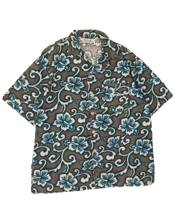 Rip Curl Chemise à manches courtes pour hommes Grand coton floral gris hawaïen