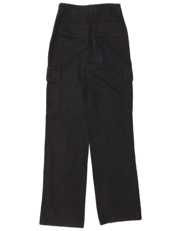 Zara Pantalon cargo coupe ample pour femme EU 32 2XS W22 L32 Coton noir