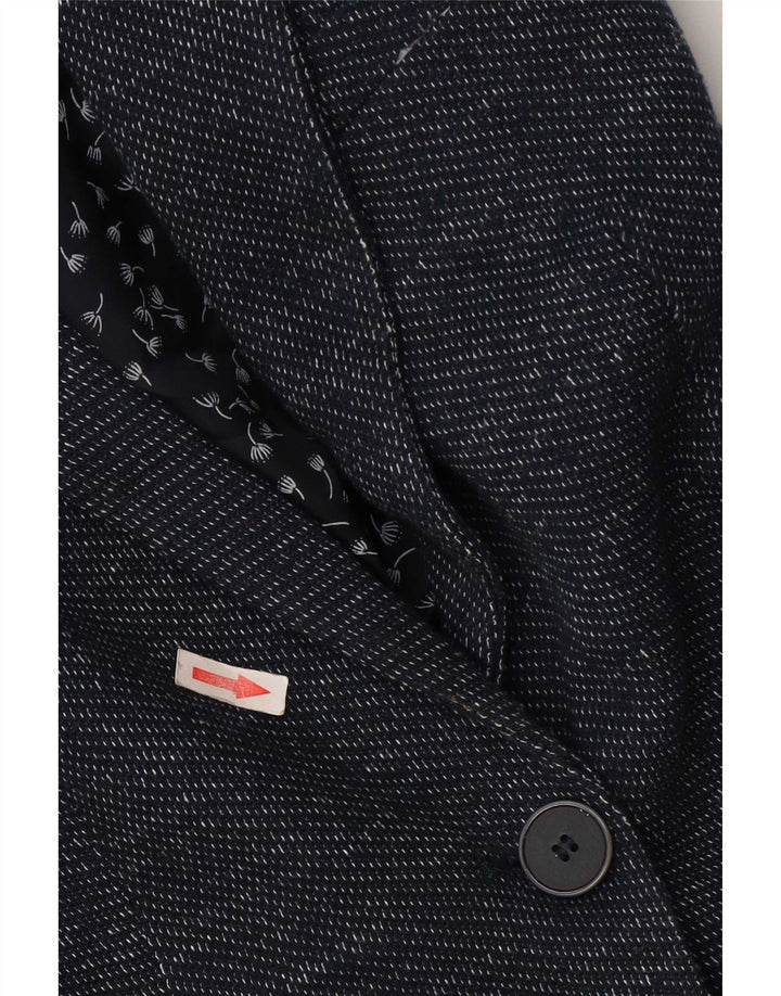 Zara Femme 1 Bouton Blazer Veste UK 14 Grand Bleu Marine Polyester