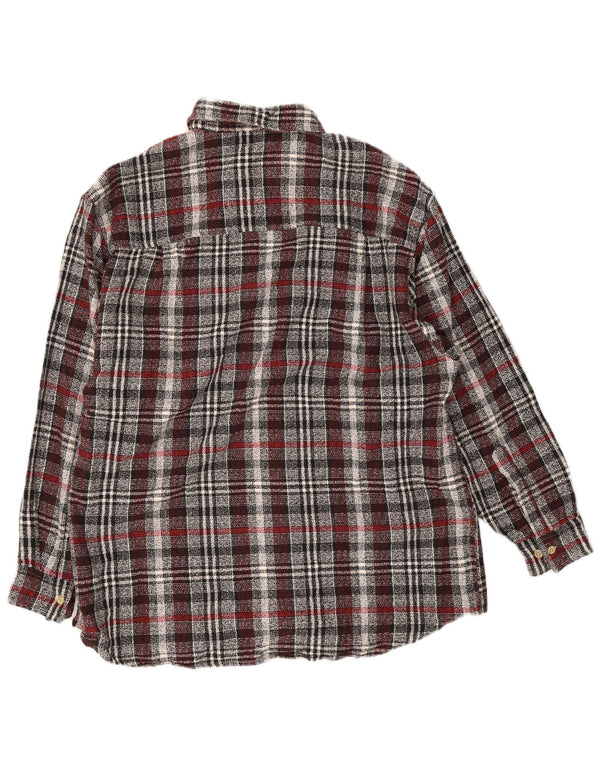 vintage Chemise en flanelle pour hommes Taille 16 1/2 Grand coton à carreaux gris