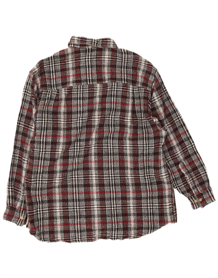 vintage Chemise en flanelle pour hommes Taille 16 1/2 Grand coton à carreaux gris