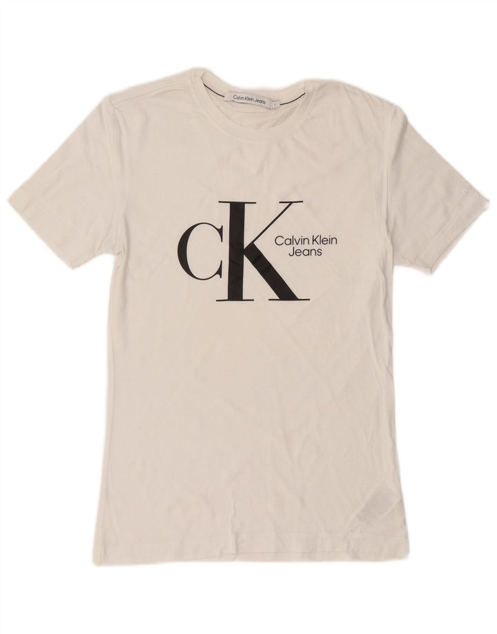 CALVIN KLEIN JEANS T-Shirt Graphique Homme Petit Blanc Coton