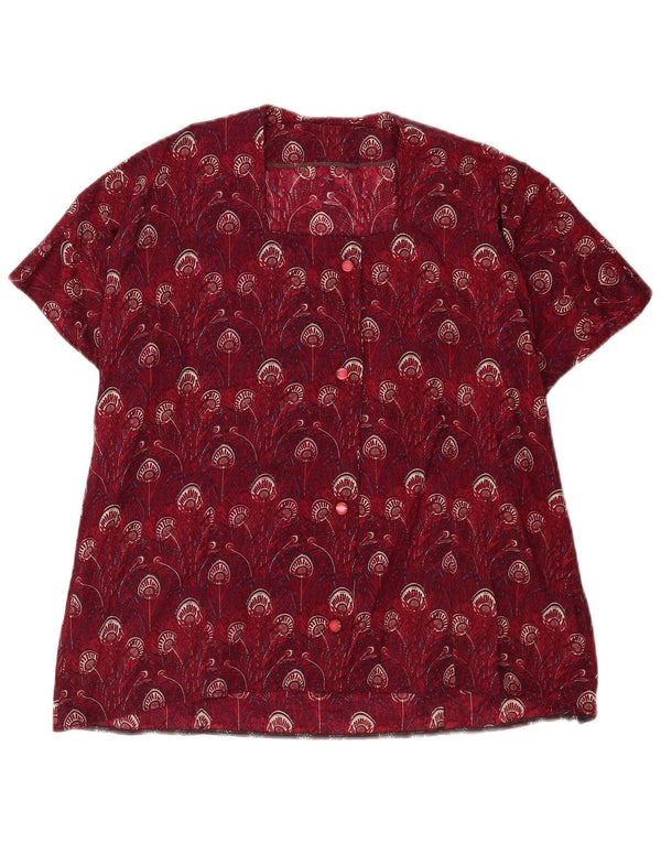 vintage Womens Abstract Pattern Blouse Top UK 14 Grand Bourgogne