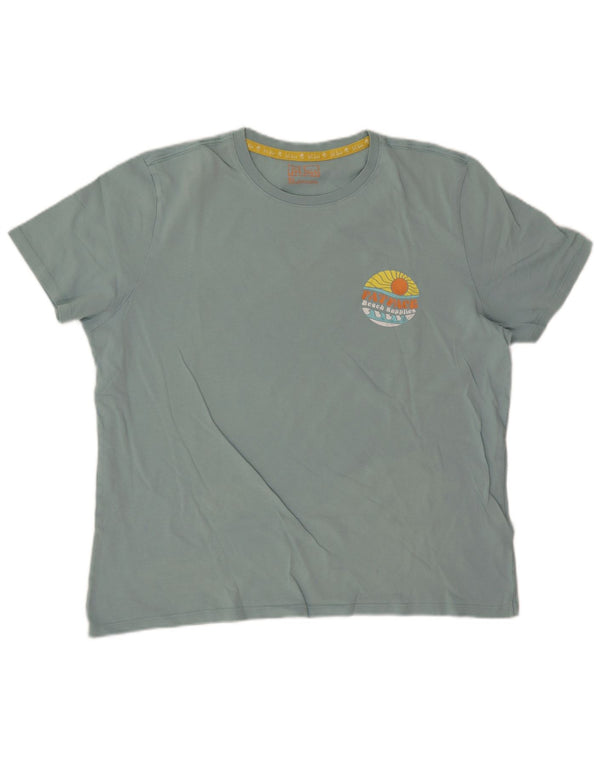 Fat Face T-Shirt Graphique Homme Top XL Coton Turquoise