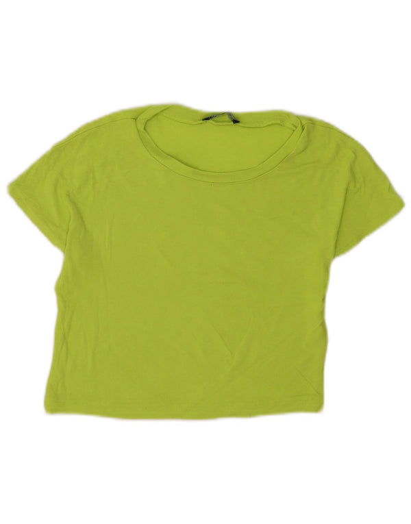 Zara Womens Crop T-Shirt Top UK 8 Petit Vert
