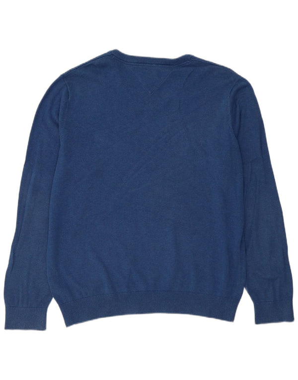 Tommy Hilfiger Pull col V pour homme en coton bleu Taille L