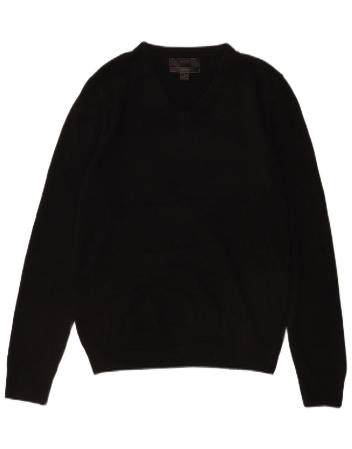 Marks & Spencer Pull col V pour homme Petit Noir Acrylique