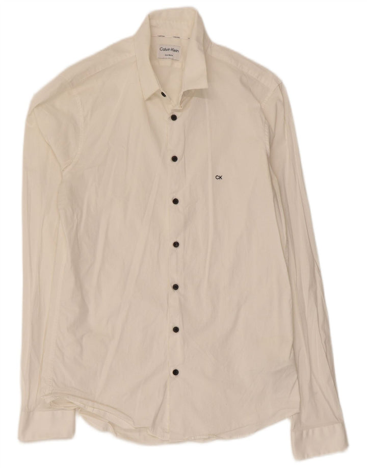 Calvin Klein Chemise extra slim fit pour homme Taille 40 Coton blanc moyen