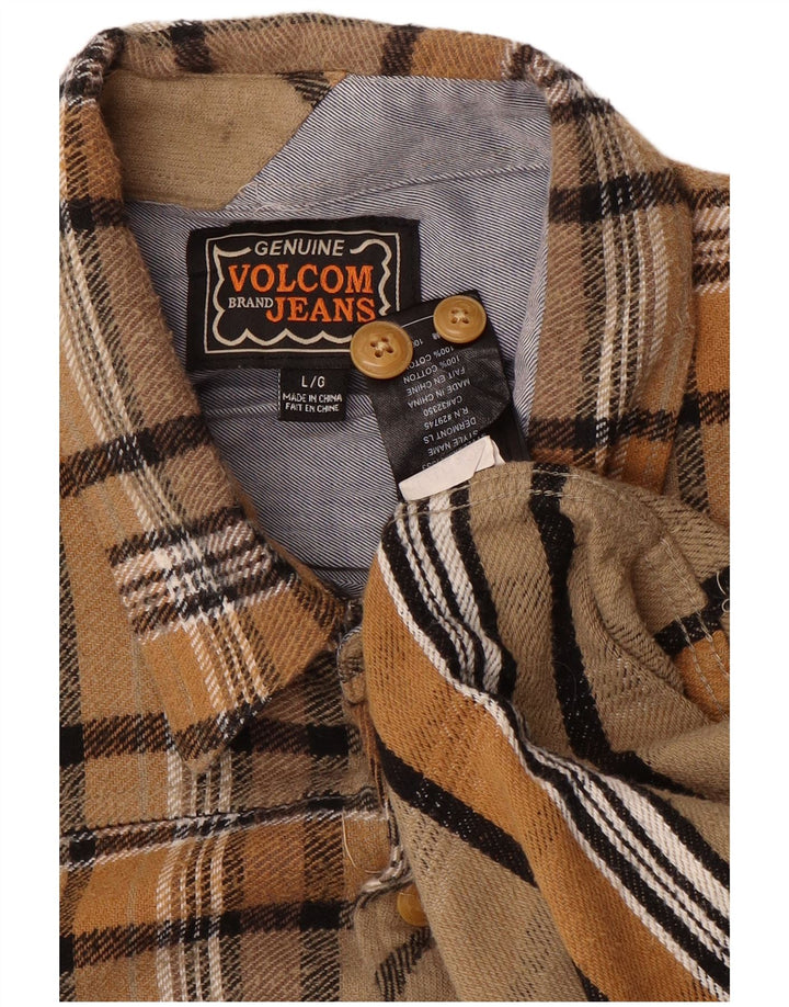 VOLCOM Chemise en flanelle pour homme en coton à carreaux marron
