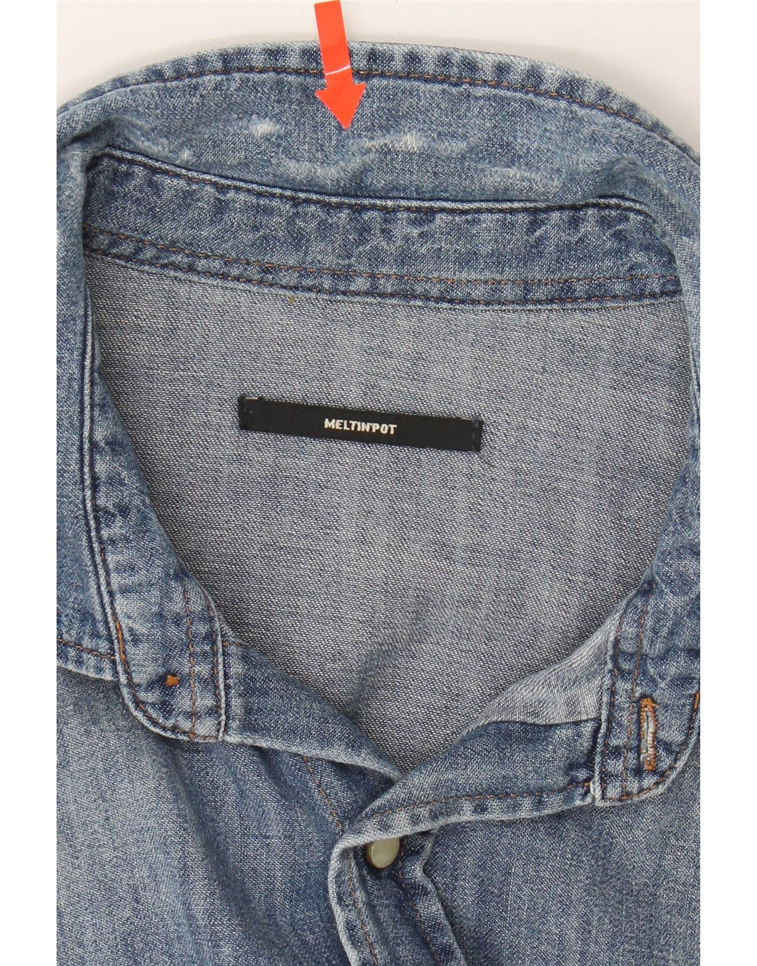 MELTIN' POT Mens Denim Shirt Medium Blue Vintage Meltin' Pot and Second-Hand Meltin' Pot from Messina Hembry 