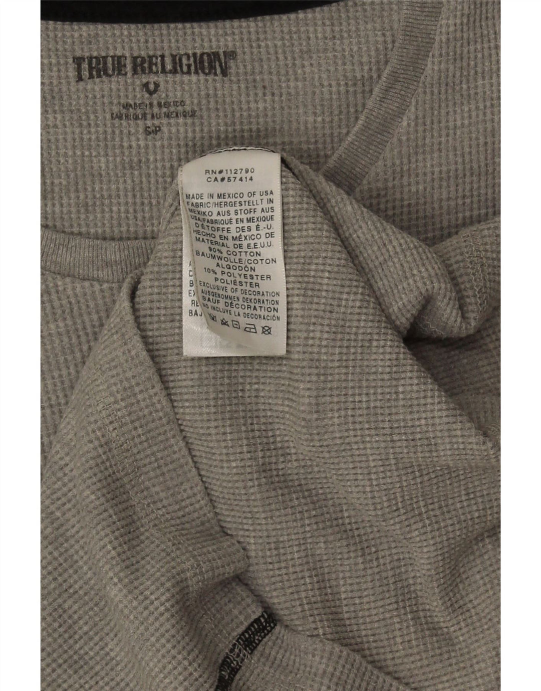 True Religion Haut graphique à manches longues pour hommes Petit coton gris