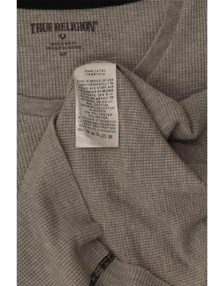True Religion Haut graphique à manches longues pour hommes Petit coton gris