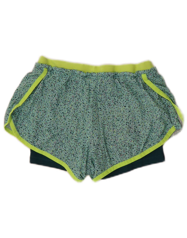 Nike Short de sport Dri Fit pour femme UK 6 XS Vert moucheté en polyester