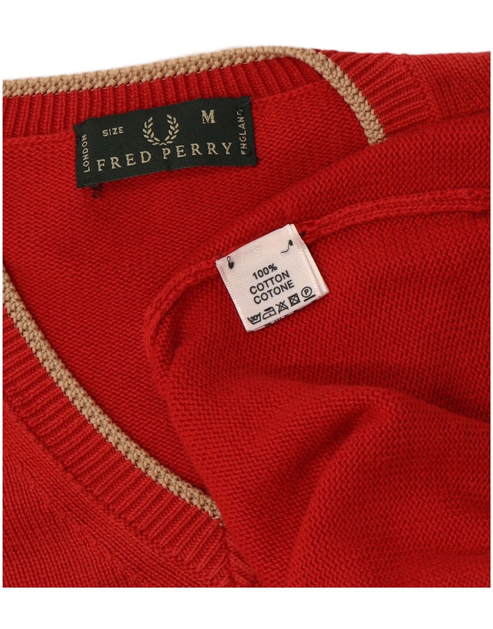 FRED PERRY Pull Col V Homme Rouge Moyen Coton