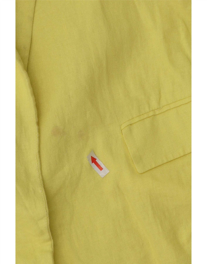 Zara Veste blazer ouverte à manches 3/4 pour femme UK 16 Large en acétate jaune