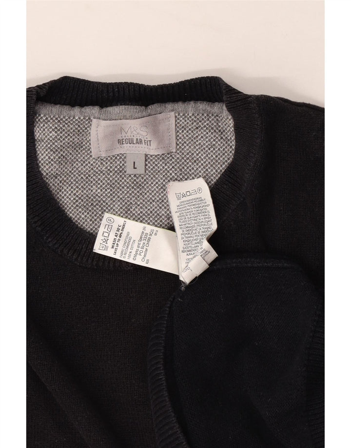 Marks & Spencer Pull à col rond coupe classique pour homme Bleu marine Taille L