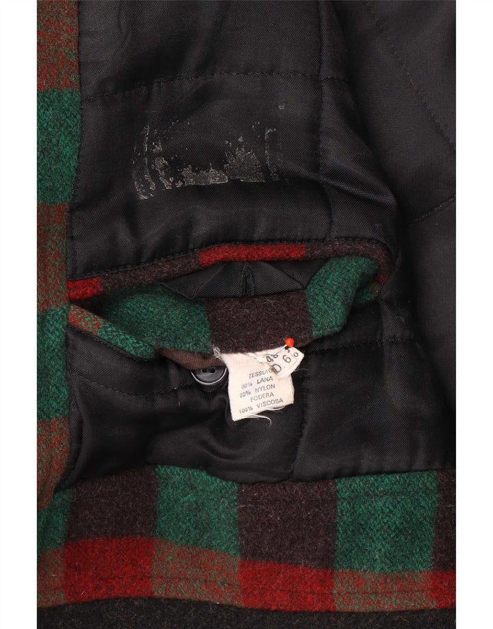 vintage Mens Overcoat IT 48 Moyen Multicolore Check Wool