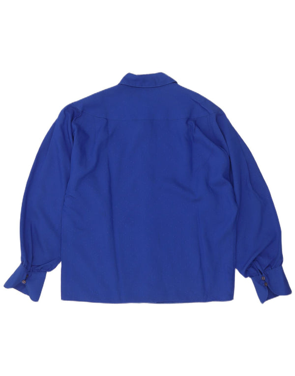 Chemisier chemise femme vintage EU 38 Viscose tachetée bleu moyen
