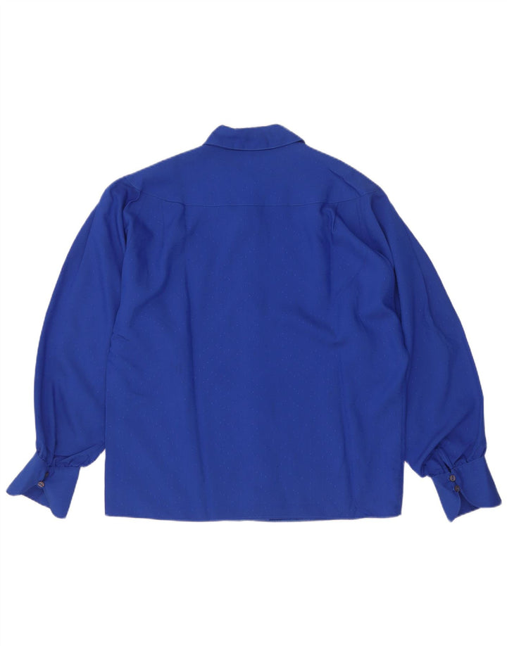 Chemisier chemise femme vintage EU 38 Viscose tachetée bleu moyen