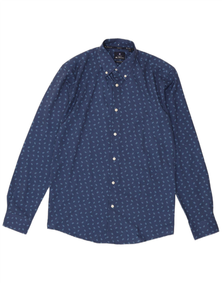 Ben Sherman Chemise slim fit pour homme Taille 15 1/2 Polyester floral bleu moyen