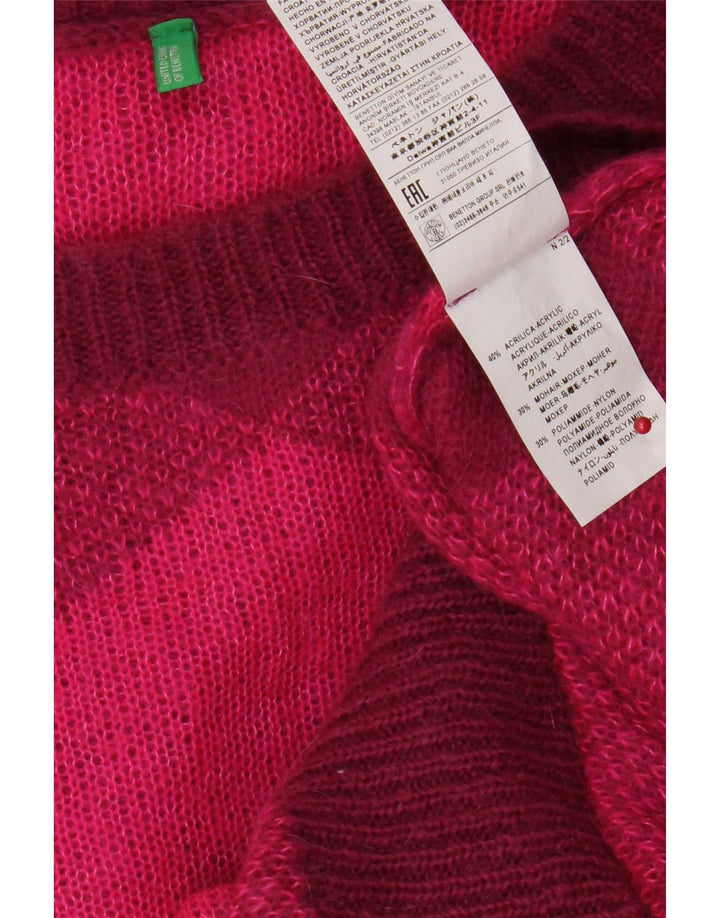 Benetton Pull Poncho Oversize Femme Taille Unique Rose Argyle/Diamant