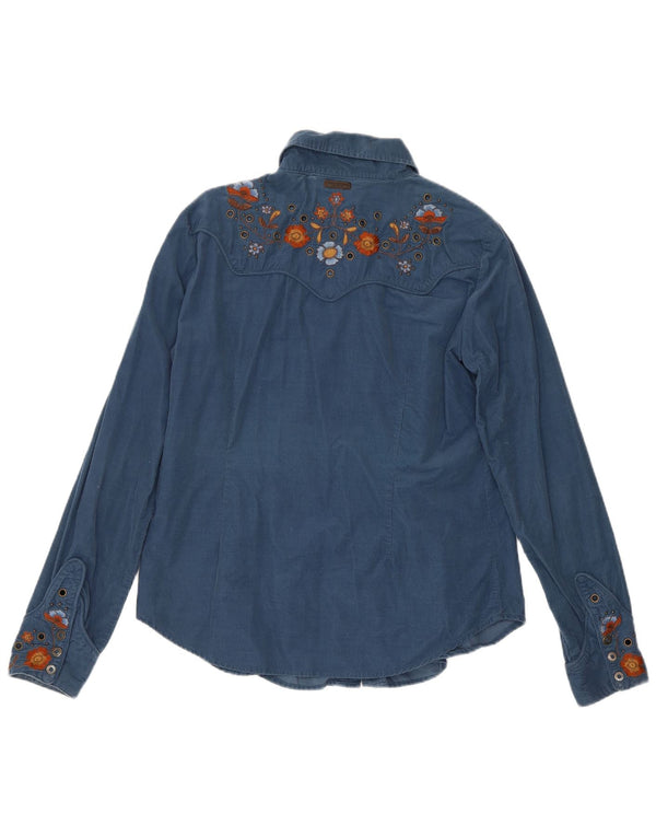 Marlboro Classics Chemise à manches longues pour femme UK 16 Grand Bleu Floral Western