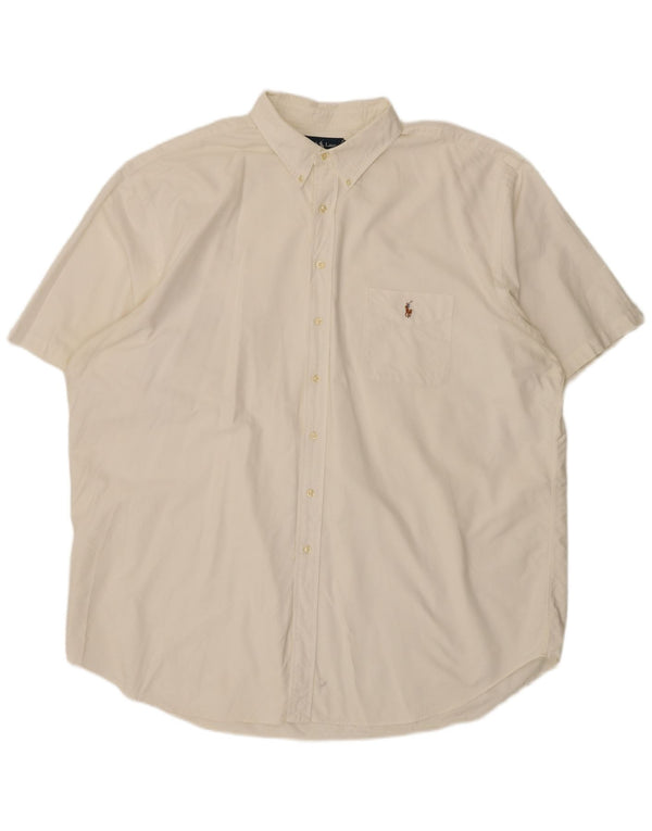 Ralph Lauren Chemise Blake à manches courtes pour homme Coupe décontractée 3XL Coton blanc