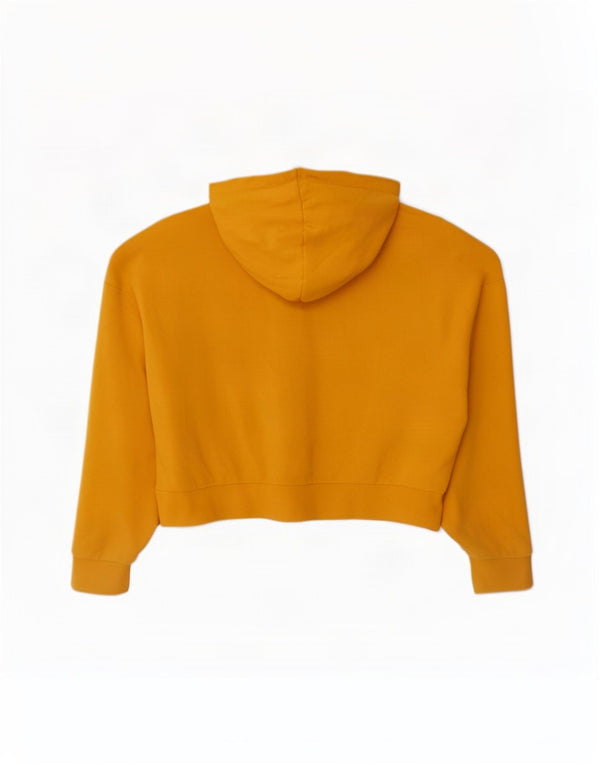 Puma Pull à capuche zippé court pour femme UK 14 Coton jaune moyen
