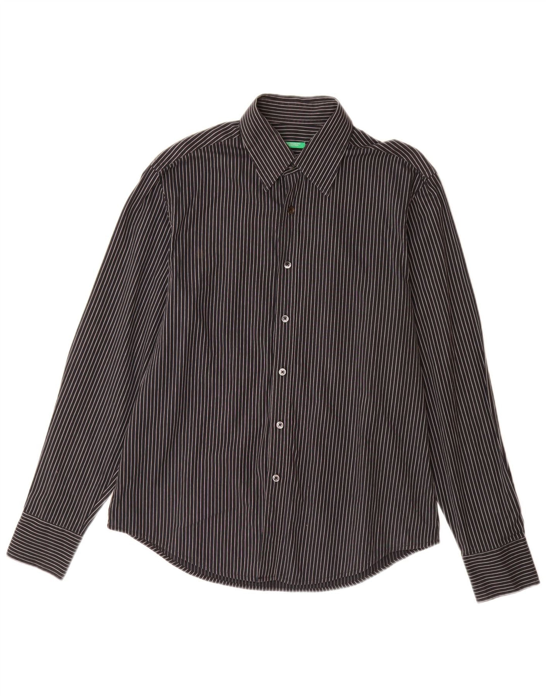 BENETTON Chemise Homme Coton à Fines Rayures Noir Moyen