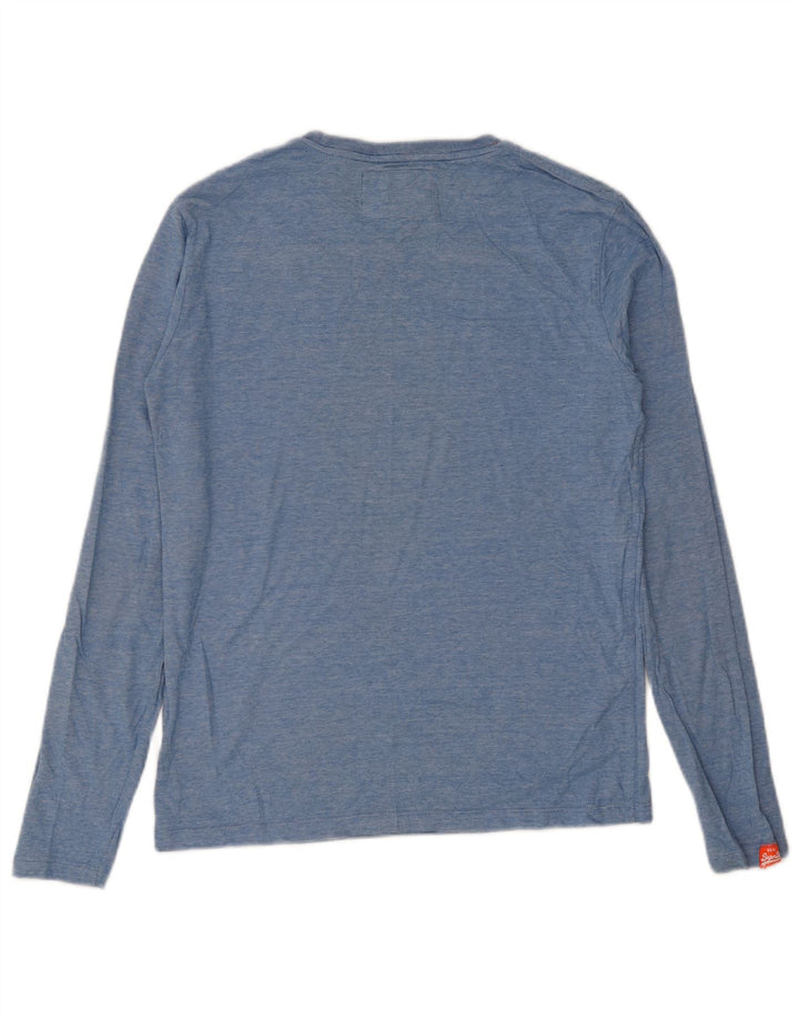 Superdry Haut à manches longues en coton moucheté bleu moyen |