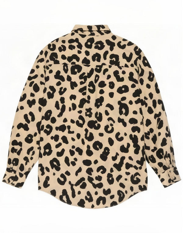 Zara Chemisier Femme UK 44 Polyester Imprimé Animal Beige Moyen