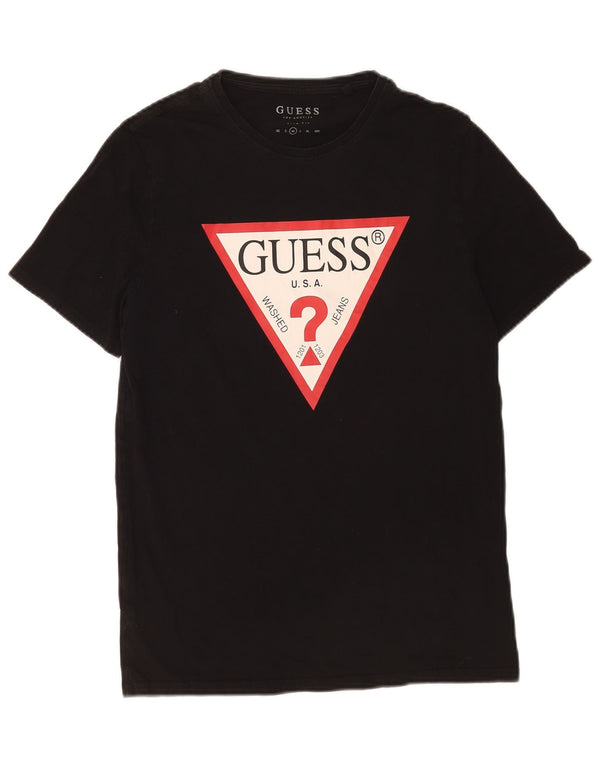 Guess T-Shirt Graphique Coupe Slim Homme Noir Moyen Coton