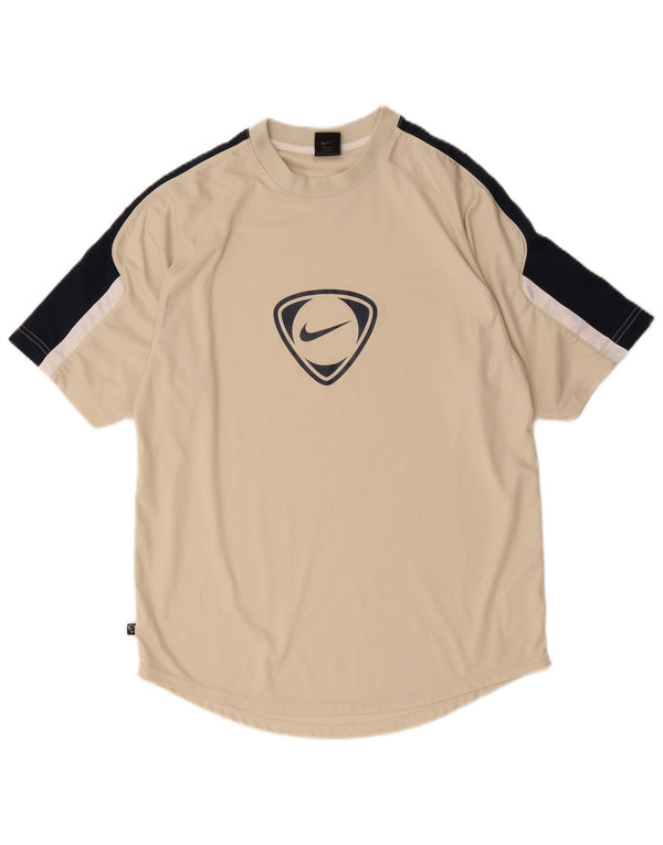 Nike T-Shirt Homme UK 39/41 Polyester Colorblock Beige Moyen
