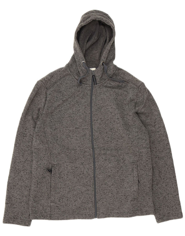 Mountain Warehouse Pull à capuche zippé pour homme XL en polyester moucheté gris