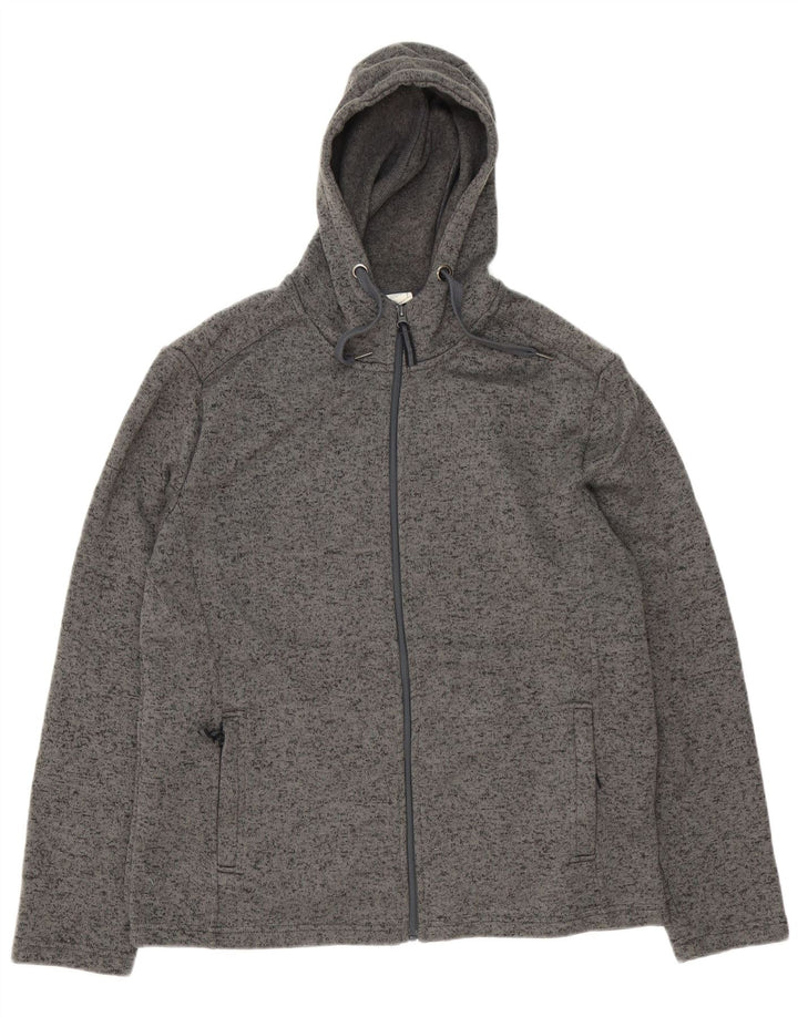 Mountain Warehouse Pull à capuche zippé pour homme XL en polyester moucheté gris
