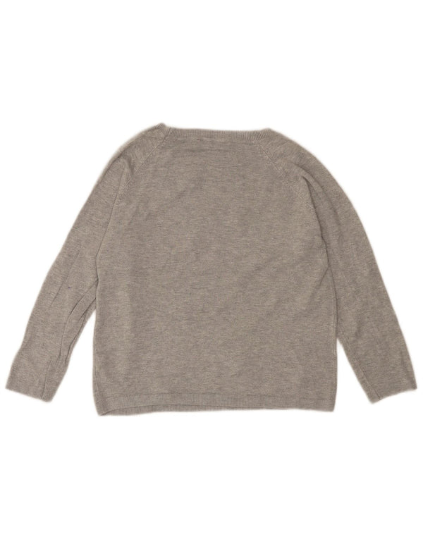 ZARA Femme Pull à Manches 3/4 Col Bateau UK 10 Petit Gris Viscose
