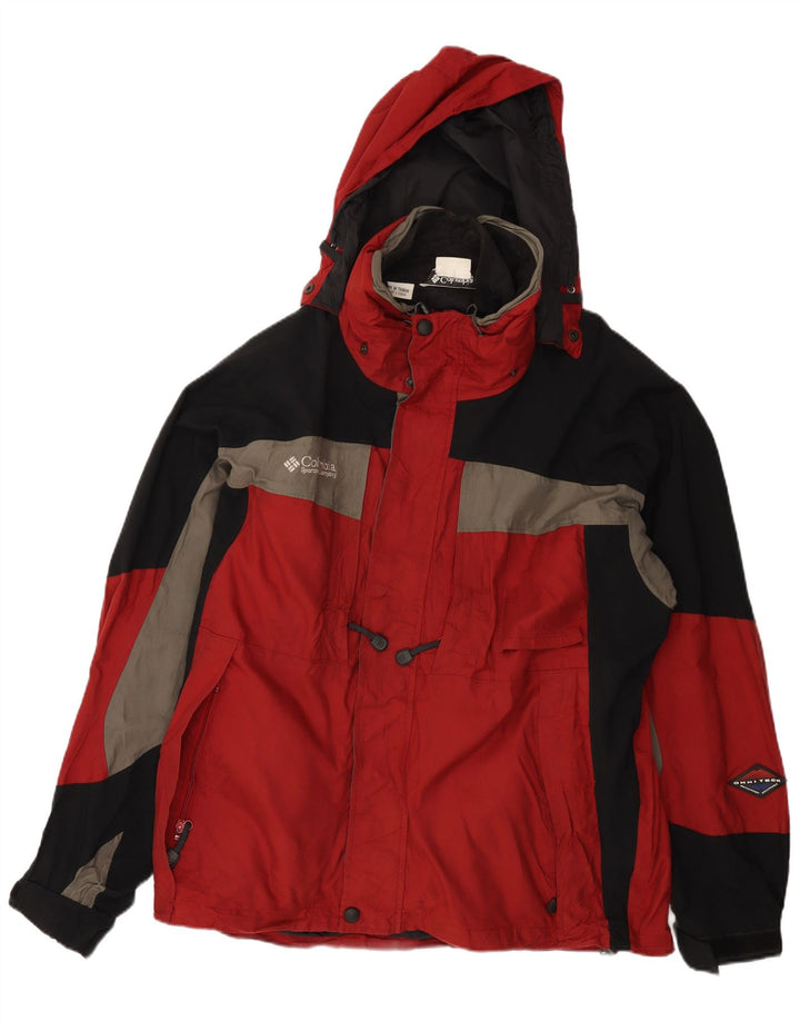 Columbia Veste coupe-vent Omni-Tech pour homme UK 40 Large Rouge Colorblock