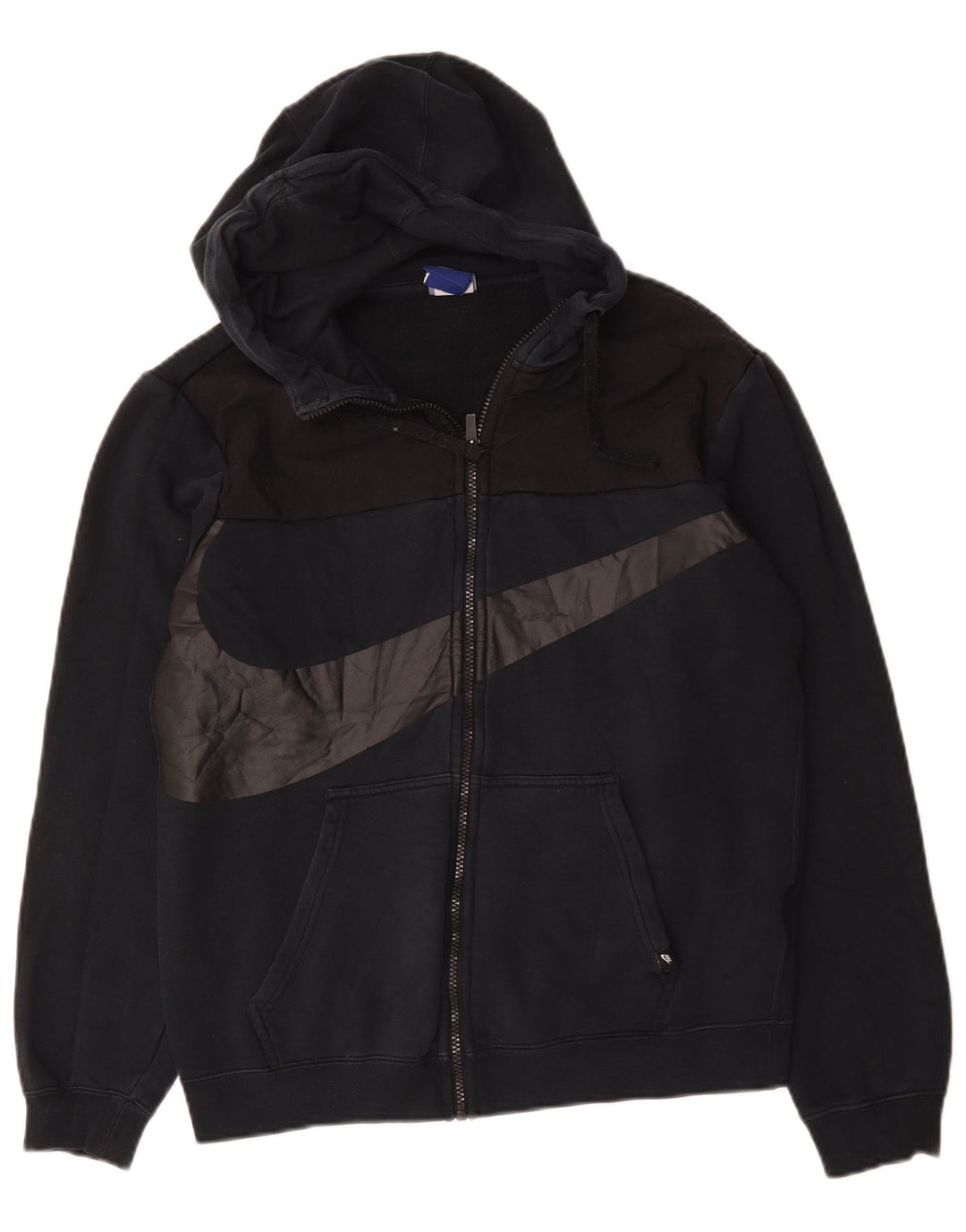 Nike Sweat à capuche zippé graphique en coton noir moyen pour homme