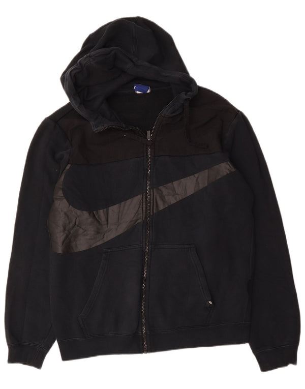 Nike Sweat à capuche zippé graphique en coton noir moyen pour homme