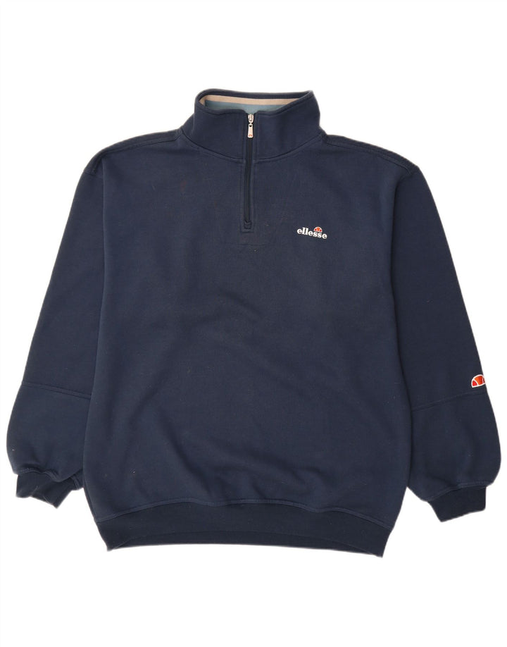 Ellesse Sweat-shirt à col zippé pour homme en coton bleu marine Taille L