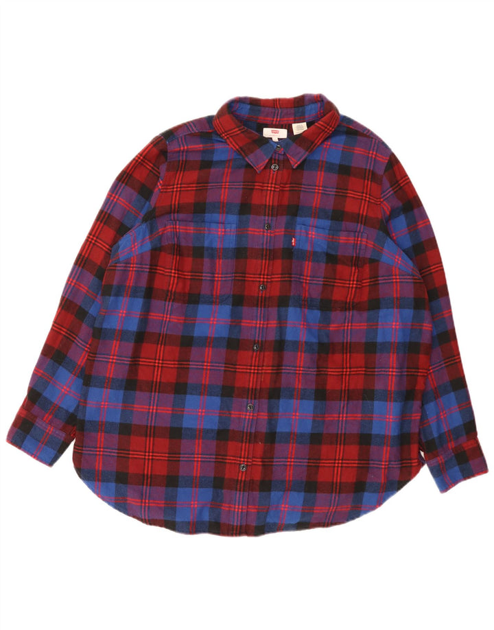 Levi's Chemise en flanelle pour femme UK 18 XL Rouge à carreaux en coton