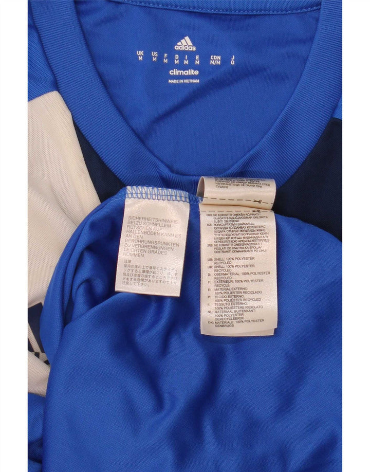 Adidas Hommes Climalite Haut À Manches Longues Bleu Moyen Colorblock Polyester
