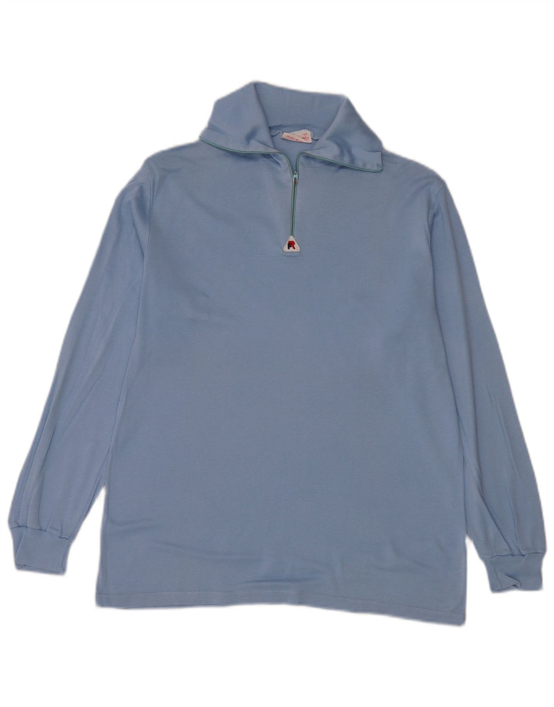 Vintage Homme 1/4 Zip Top Manches Longues XL Bleu