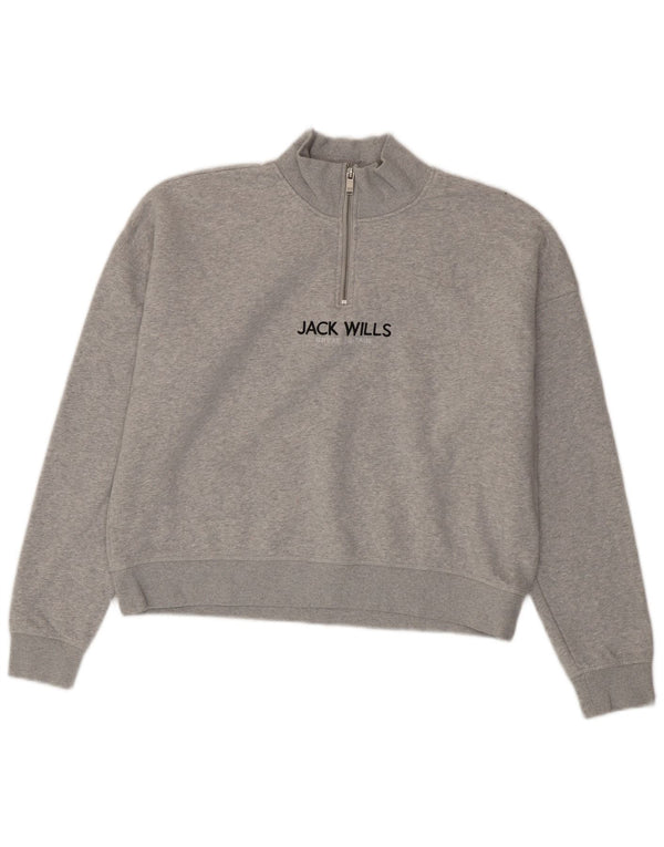 Jack Wills Sweat-shirt graphique surdimensionné pour femme UK 12 Gris moyen